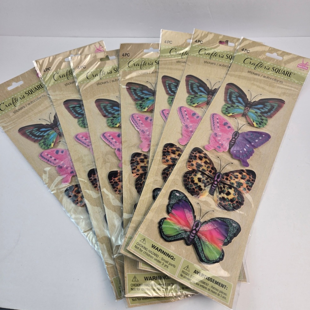 Crafter's Square 3D Butterfly Stickers Pop Up Scrapbook Craft Decor Lot of 7